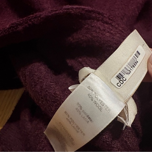 Chico’s Boiled Wool Purple Pea Coat Duster Sweater Pocket Sz 4 XXL - Picture 9 of 9